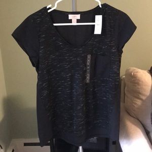 Loft, small black with white wisps shirt.